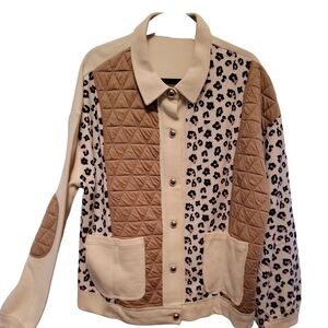 Women's Quilted Leopard Print Bomber Jacket.